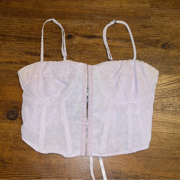 La Hearts Light Pink Adjustable Sexy Lace Corset Sleeveless Sexy Crop Top Size M - Picture 2 of 13